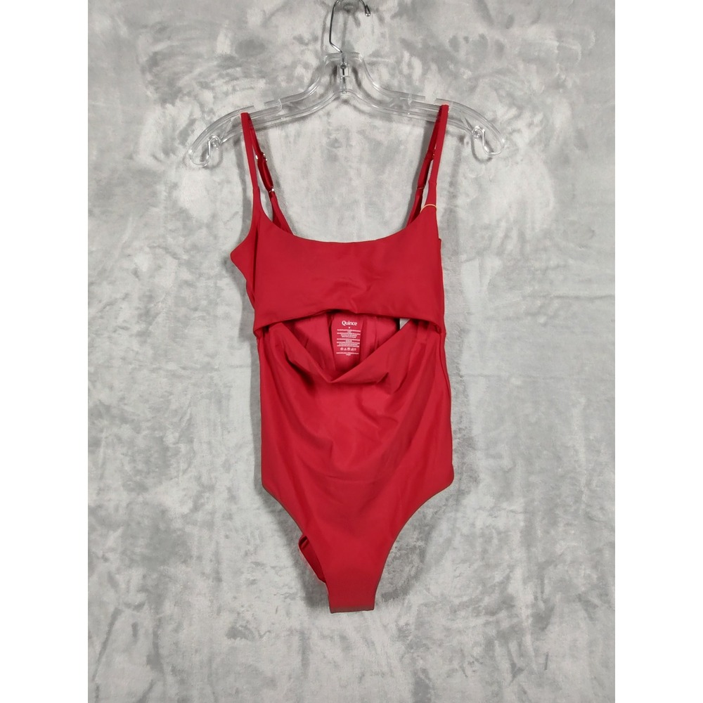 Quince Womens Red Front Cutout One Piece Swimsuit Size M ATG001 Recycled Fabric